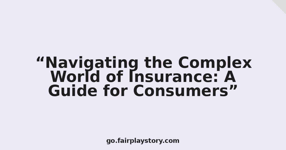Navigating the Complex World of Insurance: A Guide for Consumers