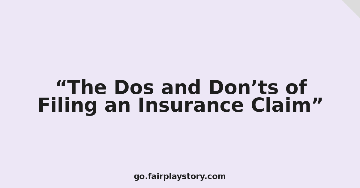 The Dos and Don’ts of Filing an Insurance Claim